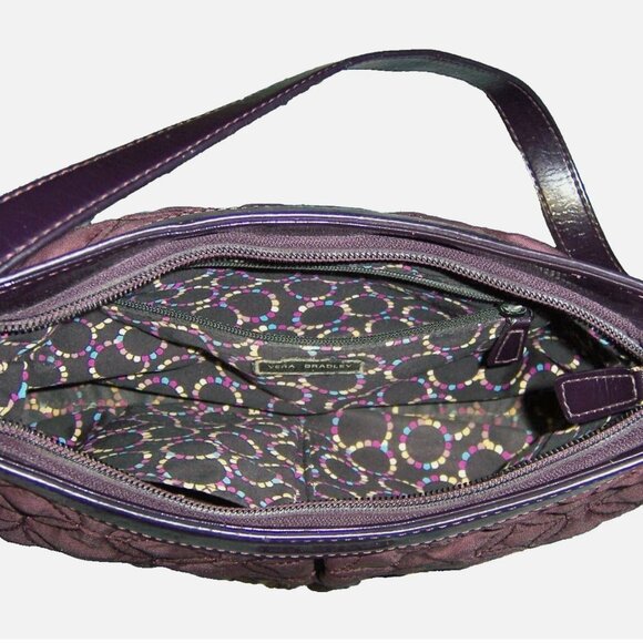 Vintage Vera Bradley Quilted Nylon Handbag Shoulder Bag & Wallet Set Purple Wine - Picture 4 of 6